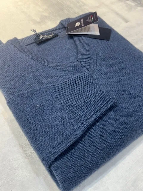 -Maglione MONTEVERDI scollo V 100% lambswool JEANS