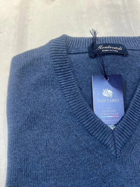 -Maglione MONTEVERDI scollo V 100% lambswool JEANS
