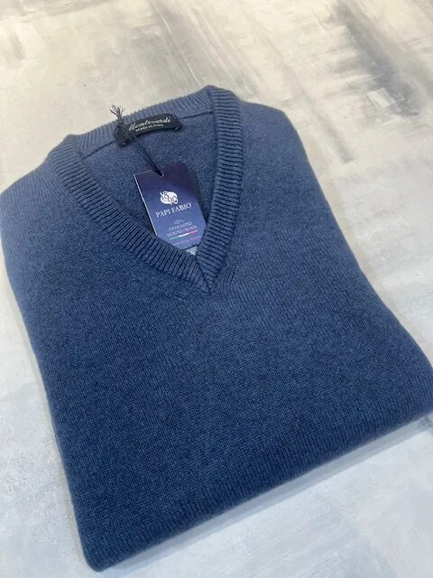 -Maglione MONTEVERDI scollo V 100% lambswool JEANS