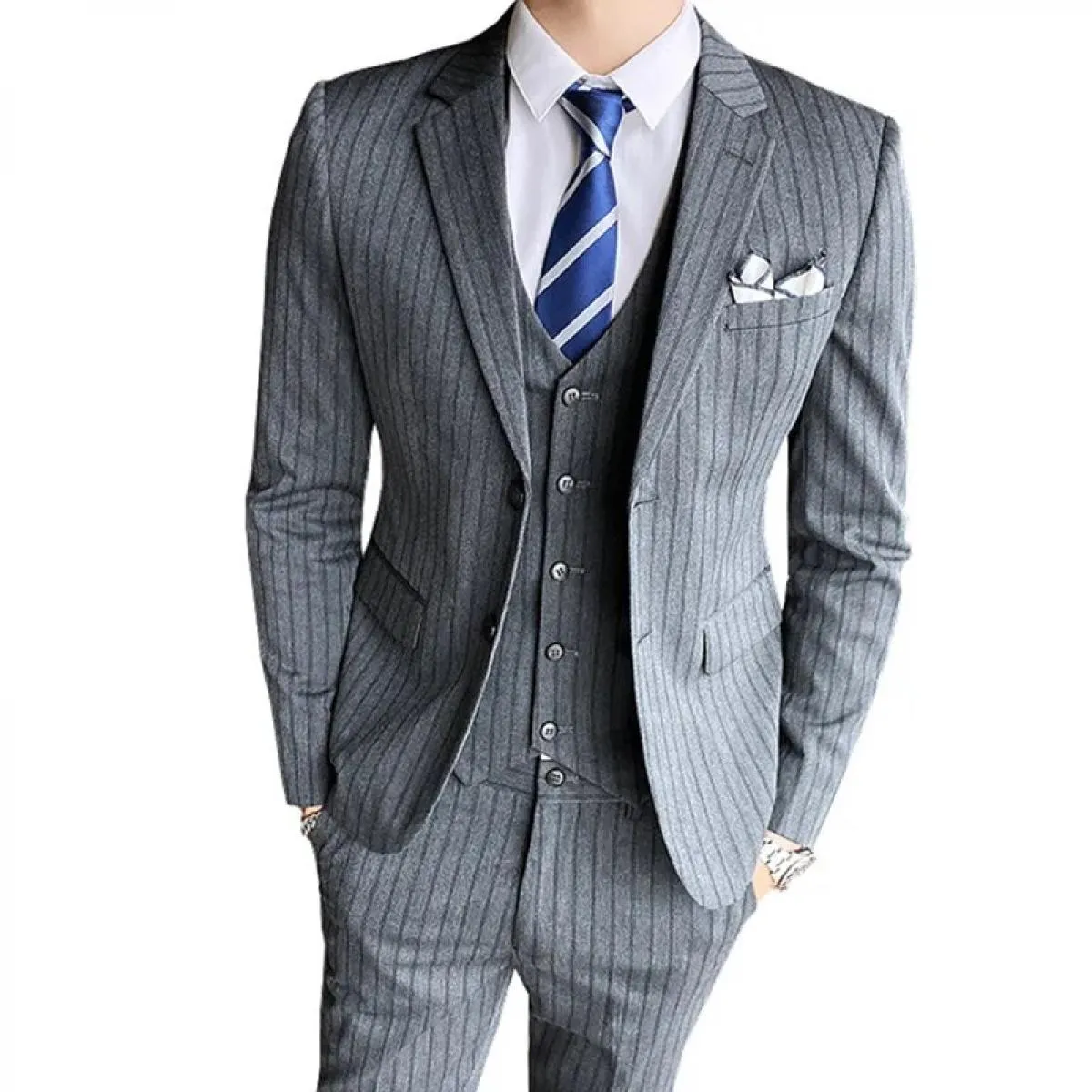 2023 Pantaloni da completo da uomo Abito da uomo a righe Slim Fit Smoking da sposo da sposa Blazer scozzese Prom Giacca Pantalon