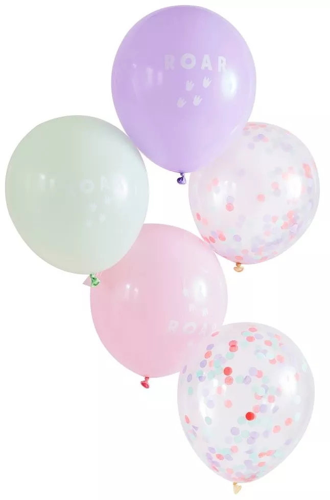 5 palloncini in lattice rosa Dino Pary 30cm