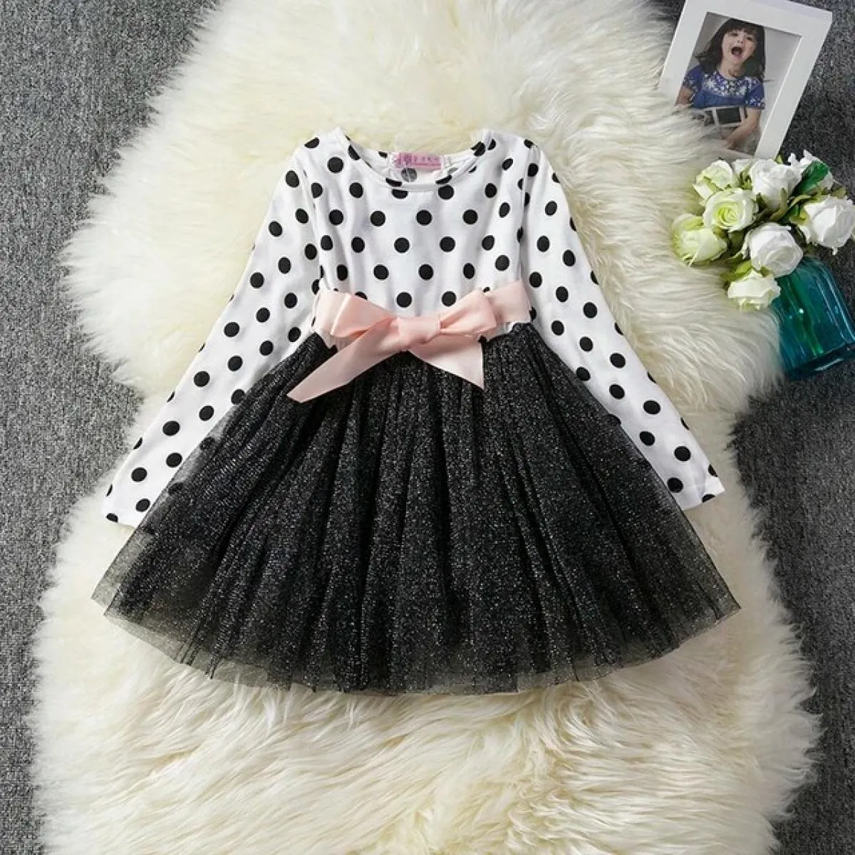 Abiti moda autunno inverno per ragazze 3 8 anni Tutu gonfio Principessa manica lunga Abito per bambini Natale con paillettes Co