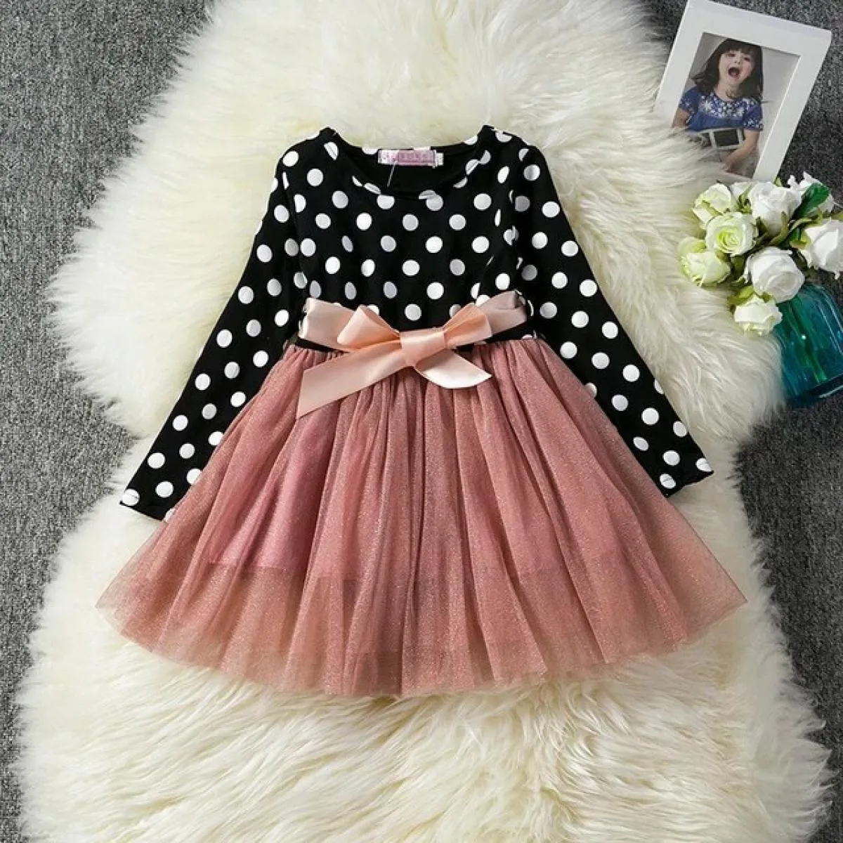 Abiti moda autunno inverno per ragazze 3 8 anni Tutu gonfio Principessa manica lunga Abito per bambini Natale con paillettes Co
