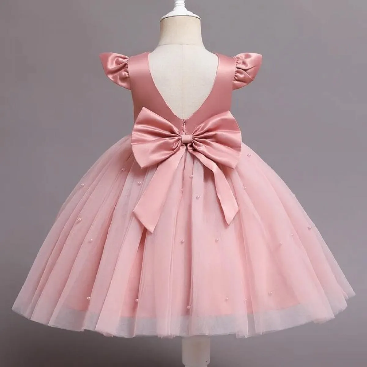 Abito da bambina da 12 m. Fiocco rosso con perline. Abito tutù di Natale. Abito per la prima festa di compleanno per bambini