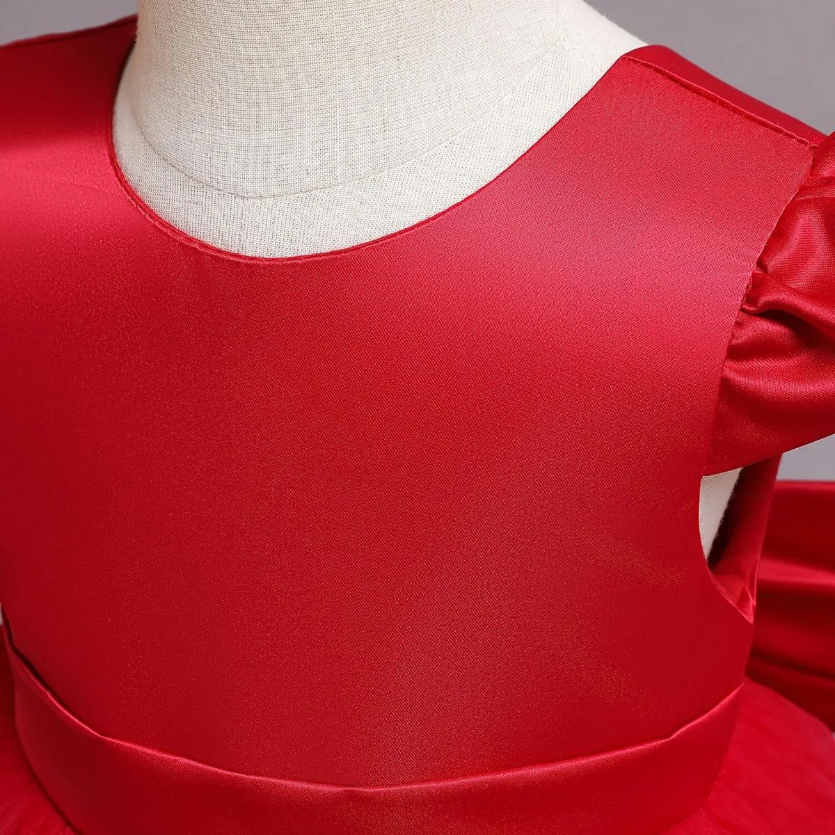 Abito da bambina da 12 m. Fiocco rosso con perline. Abito tutù di Natale. Abito per la prima festa di compleanno per bambini
