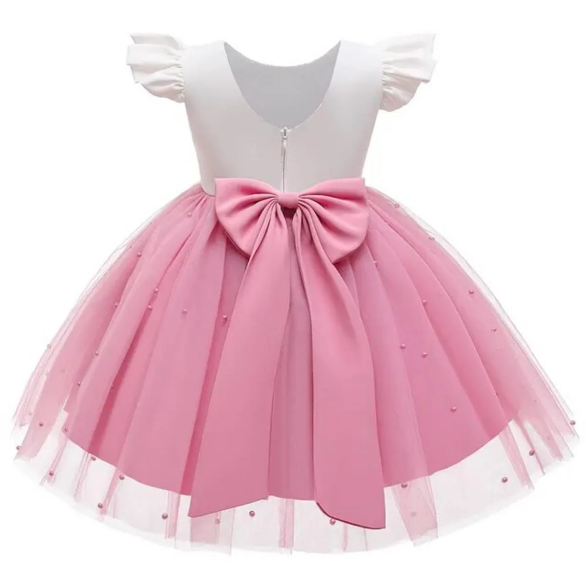 Abito da bambina da 12 m. Fiocco rosso con perline. Abito tutù di Natale. Abito per la prima festa di compleanno per bambini