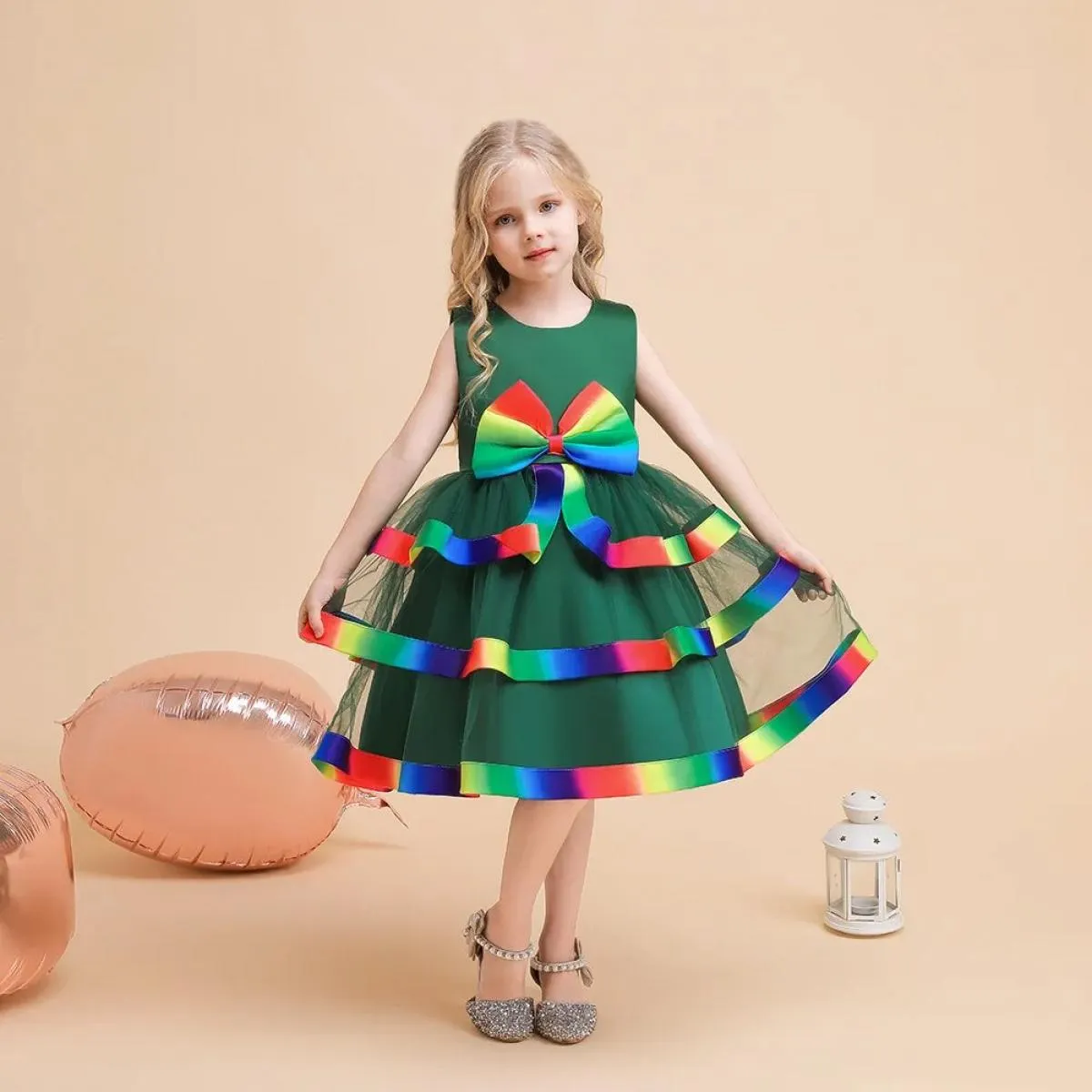 Abito estivo da damigella d'onore per ragazza di fiore, abito da damigella d'onore per bambini, abiti da spettacolo di Natale, b