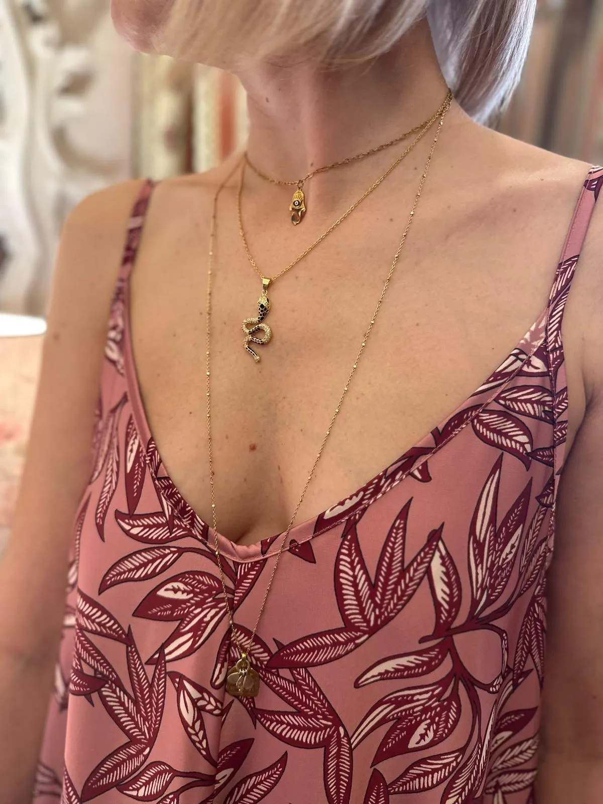 Abito Leaves Sottoveste Rosa