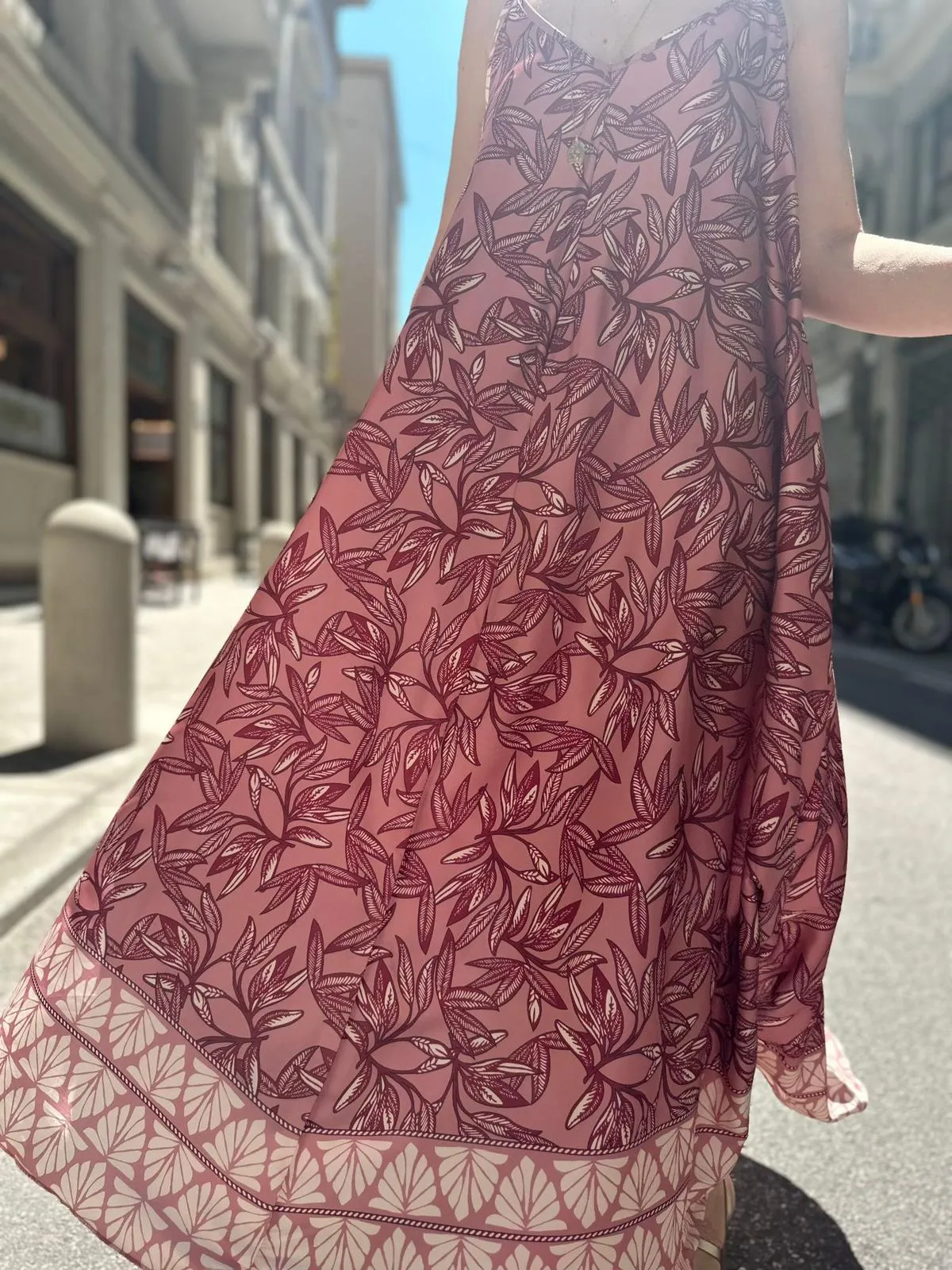 Abito Leaves Sottoveste Rosa