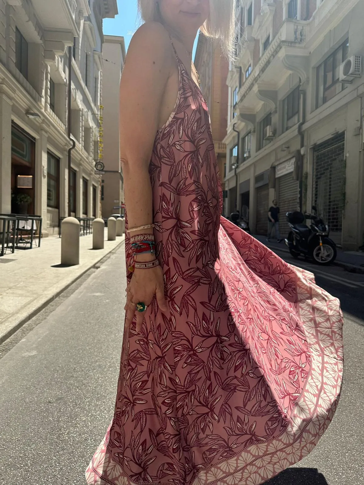 Abito Leaves Sottoveste Rosa