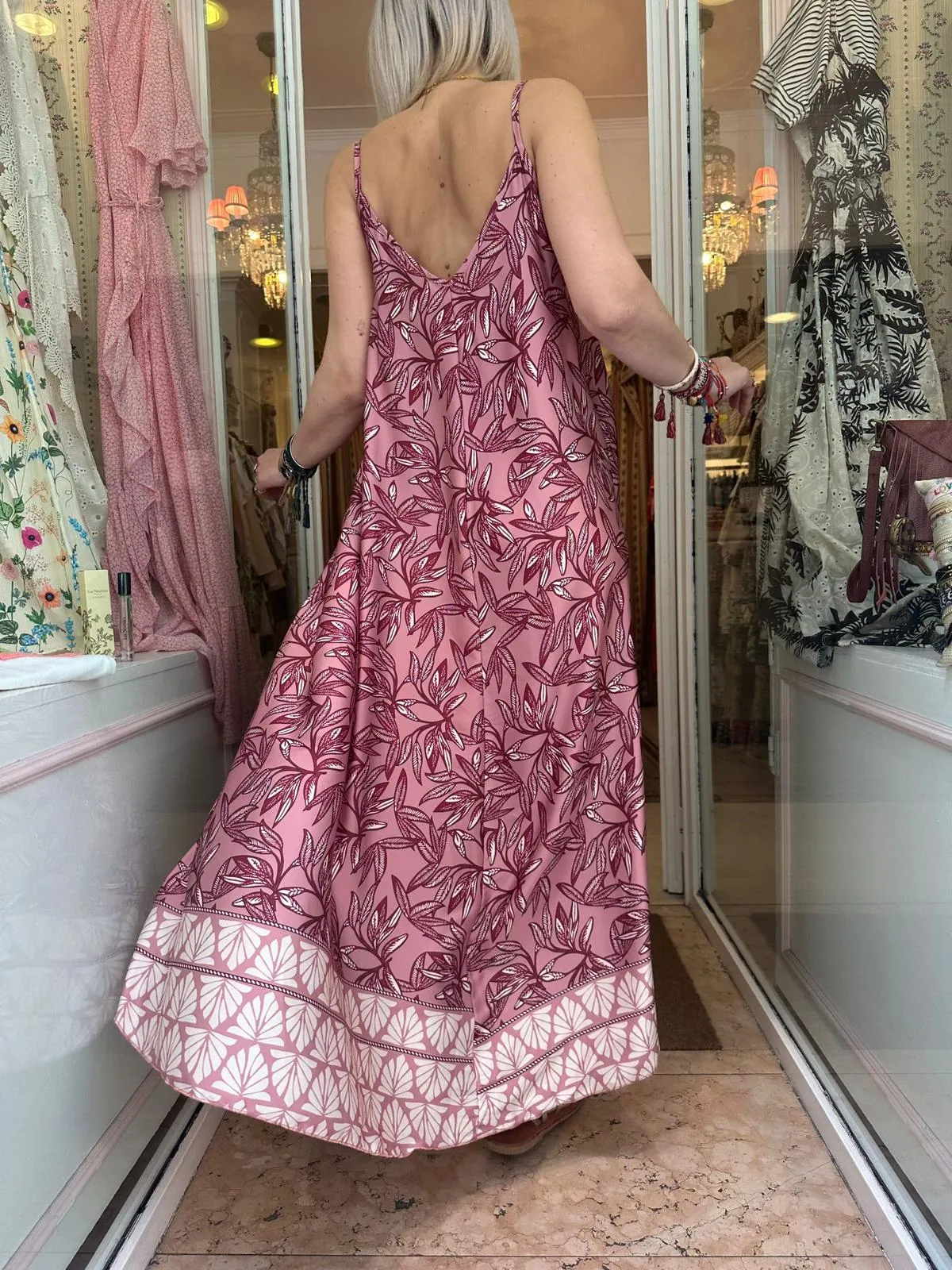 Abito Leaves Sottoveste Rosa