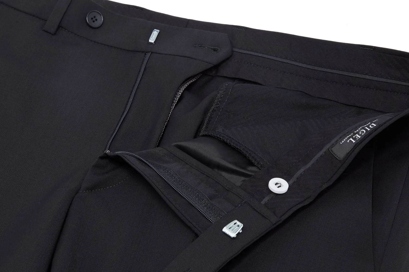 Abito nero digel drop sei modern fit in pura lana tessuto marzotto 100's