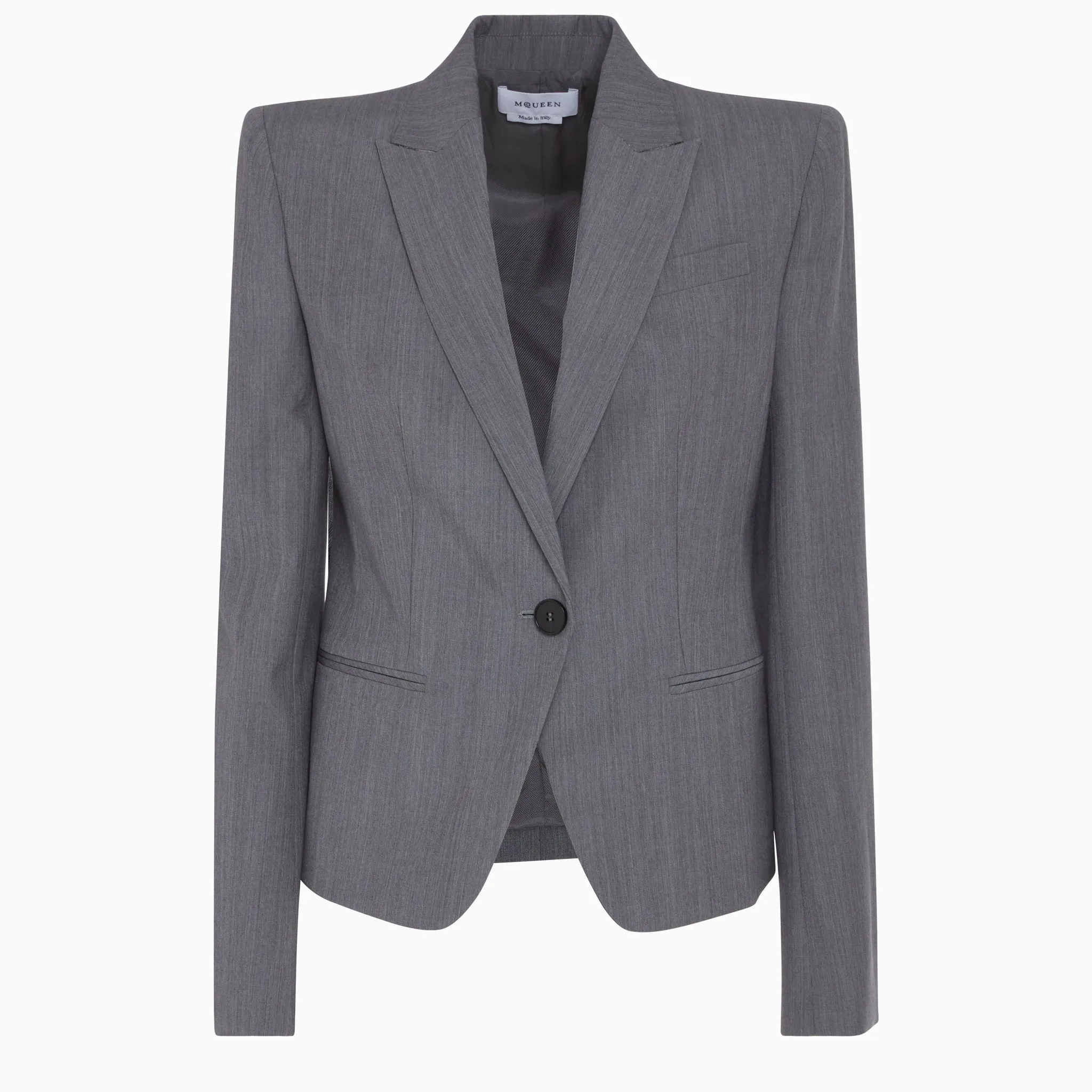 ALEXANDER MCQUEEN  Giacca mono petto in lana grigia