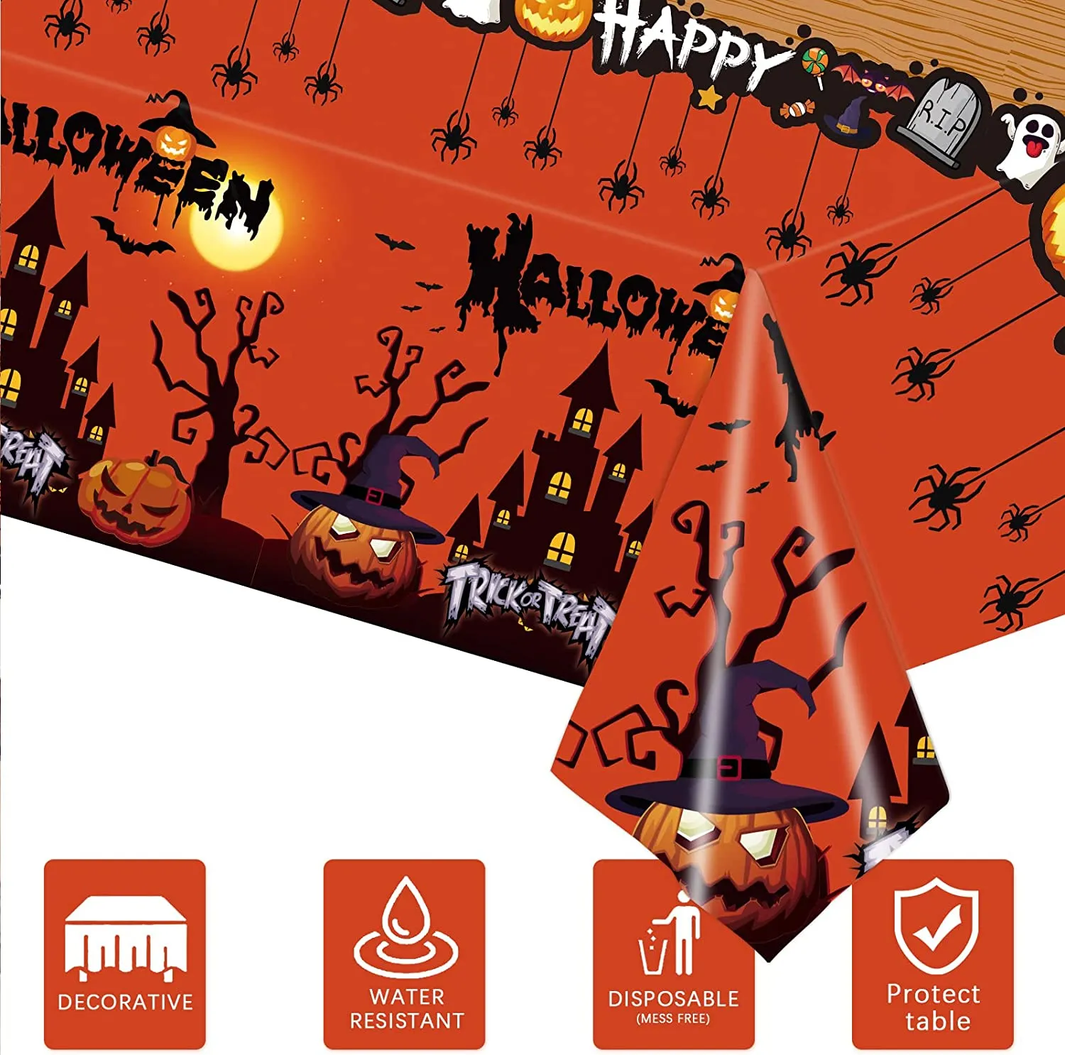 ALNILK Set di Stoviglie a Tema Halloween per 24 Persone,Halloween Party Stoviglie,24 Piatti + 24 Bicchieri + 24 tovaglioli + 24P