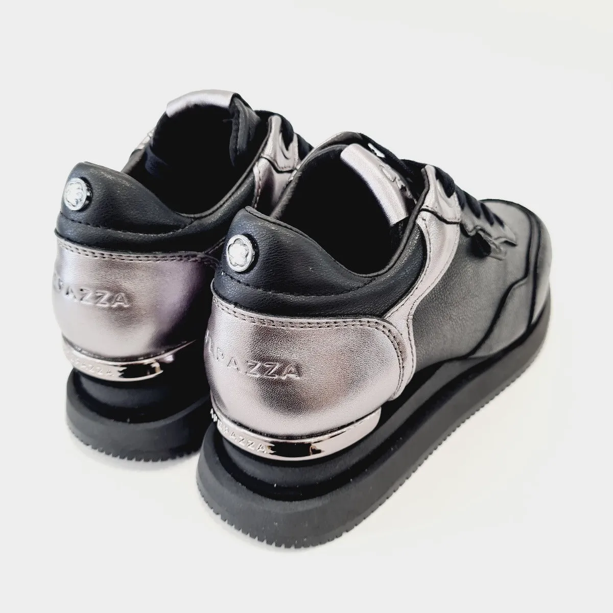 Apepazza sneakers  fondo gomma + zeppa interna alta 5 cm. pelle Black rif.667