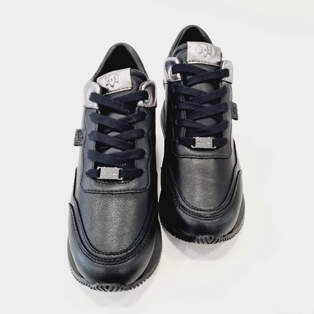 Apepazza sneakers  fondo gomma + zeppa interna alta 5 cm. pelle Black rif.667