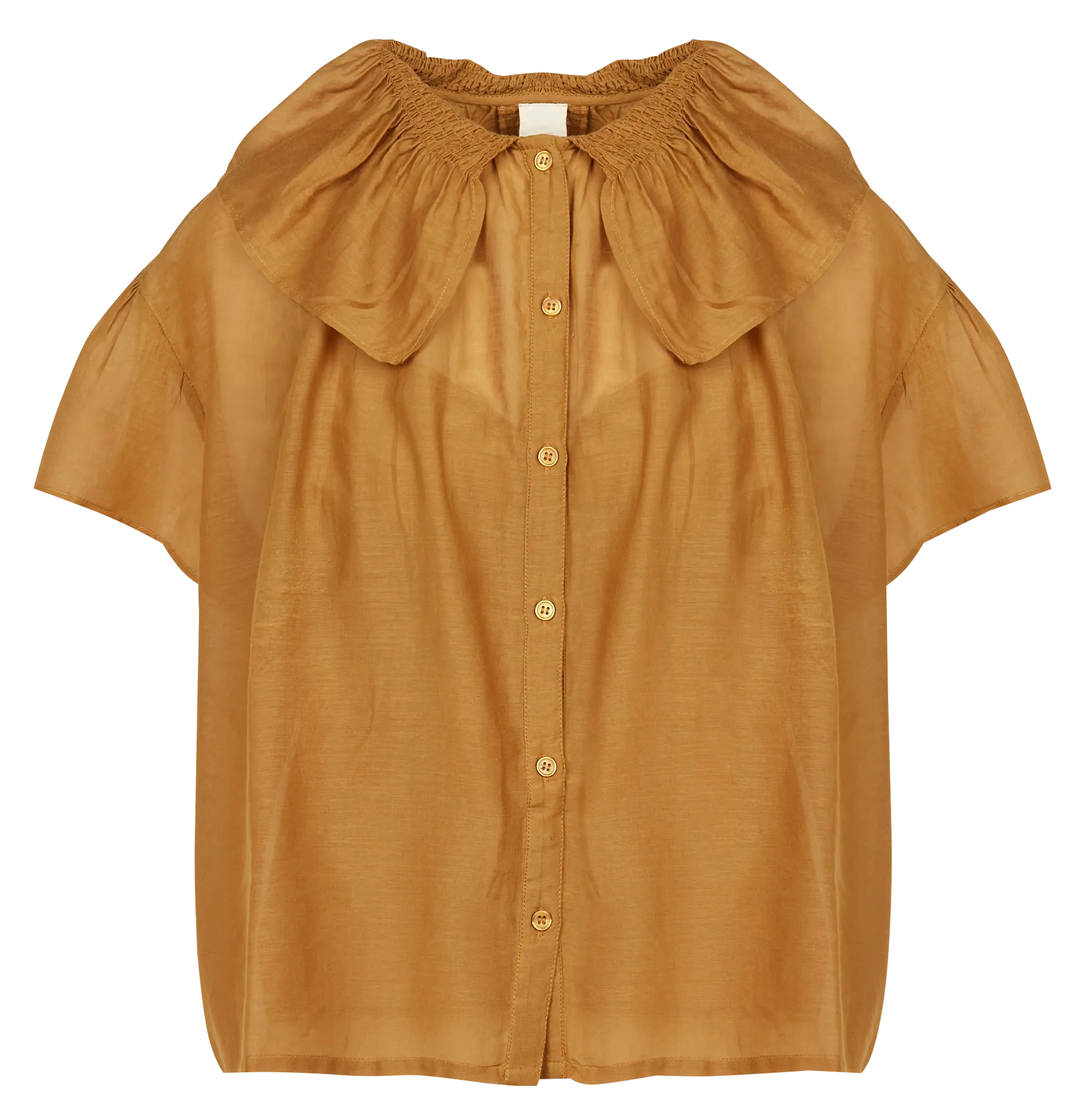  BELLEPIECE   BERLIN - Camicia collo con volant in cotone e seta | Marrone
