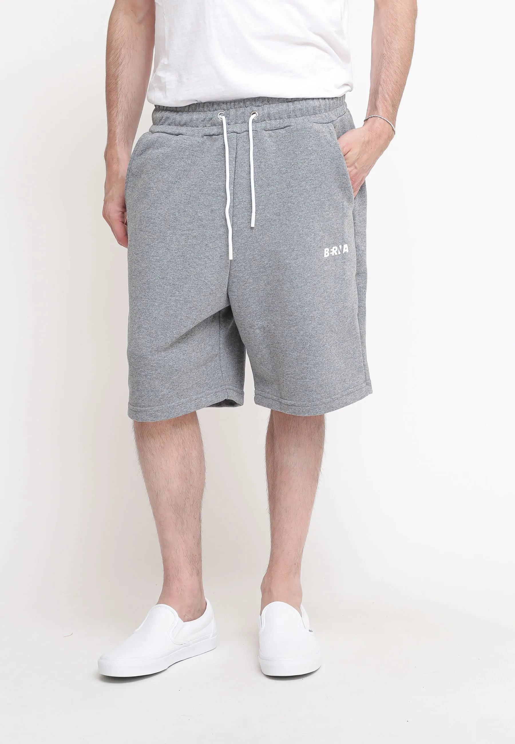 Bermuda In Felpa Stampato Logo - Grigio Melange