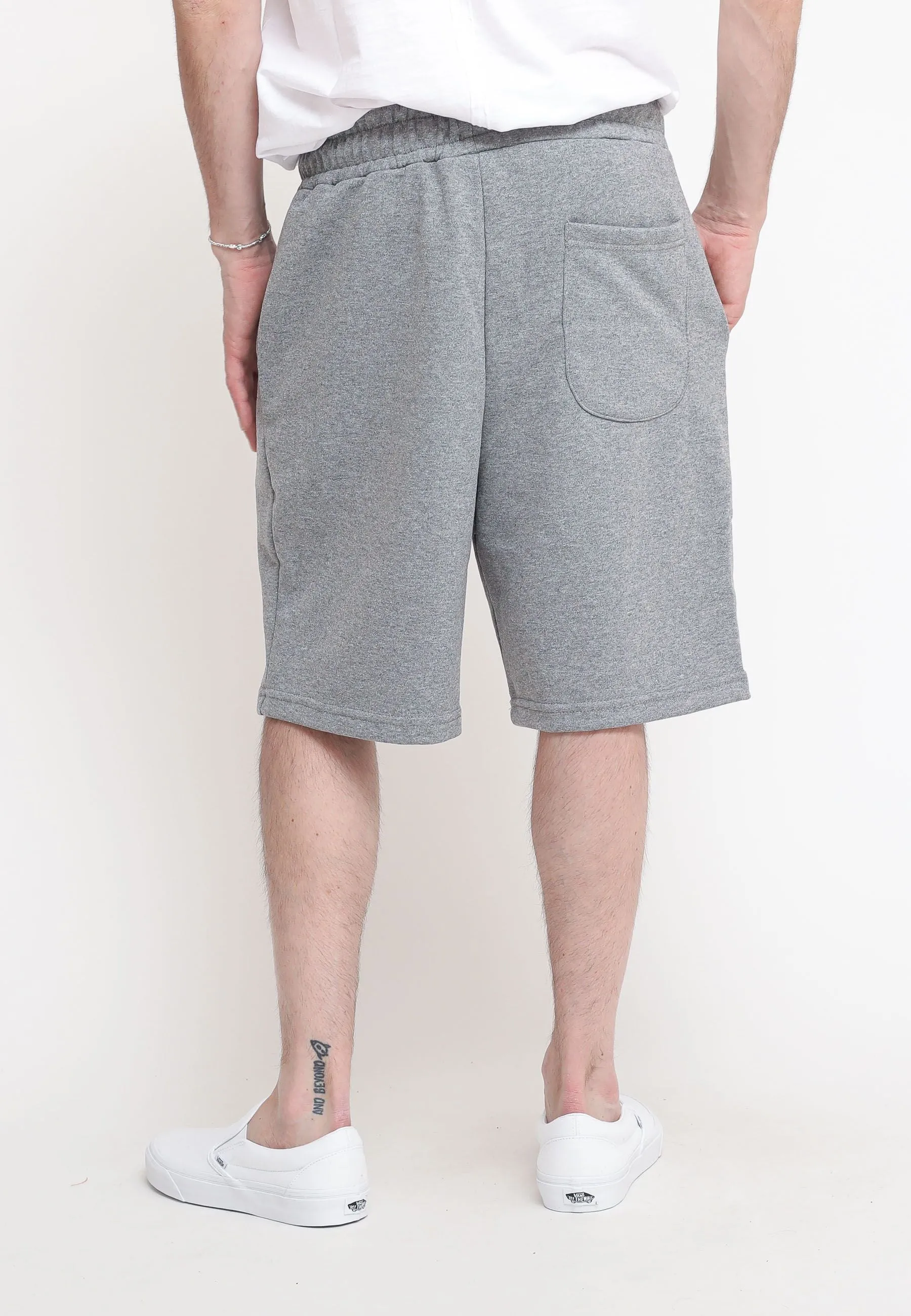 Bermuda In Felpa Stampato Logo - Grigio Melange