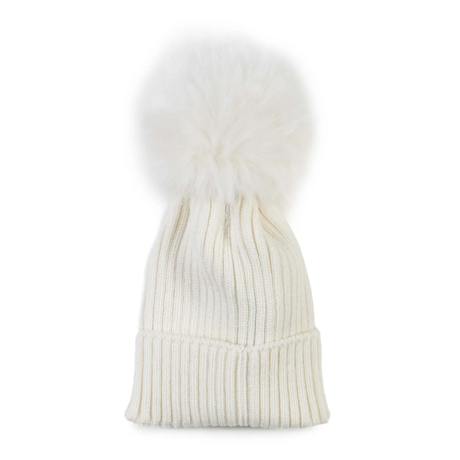 Berretto Moncler Girl Bianco Con Pon Pon