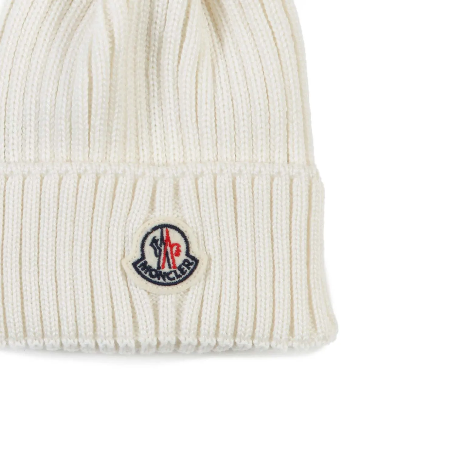 Berretto Moncler Girl Bianco Con Pon Pon