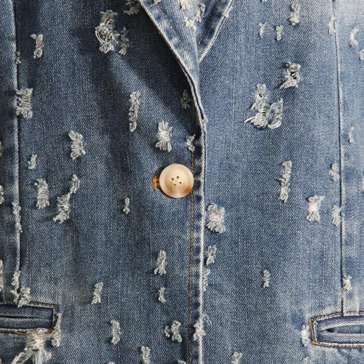 Blazer di jeans lungo allentato graduale lavaggio traforato da donna della giacca da stilista più nuova di High Street 2023
