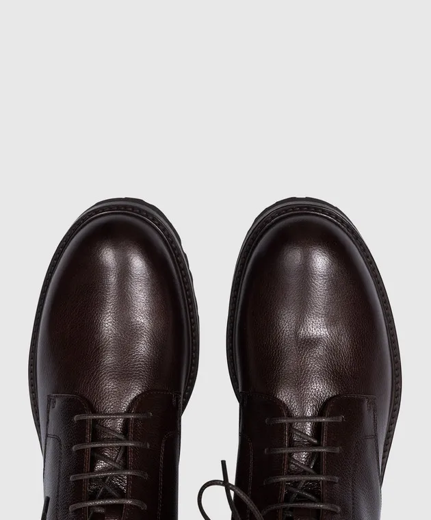 Brunello Cucinelli Stivali in pelle marrone con pelliccia MZUNAMY719