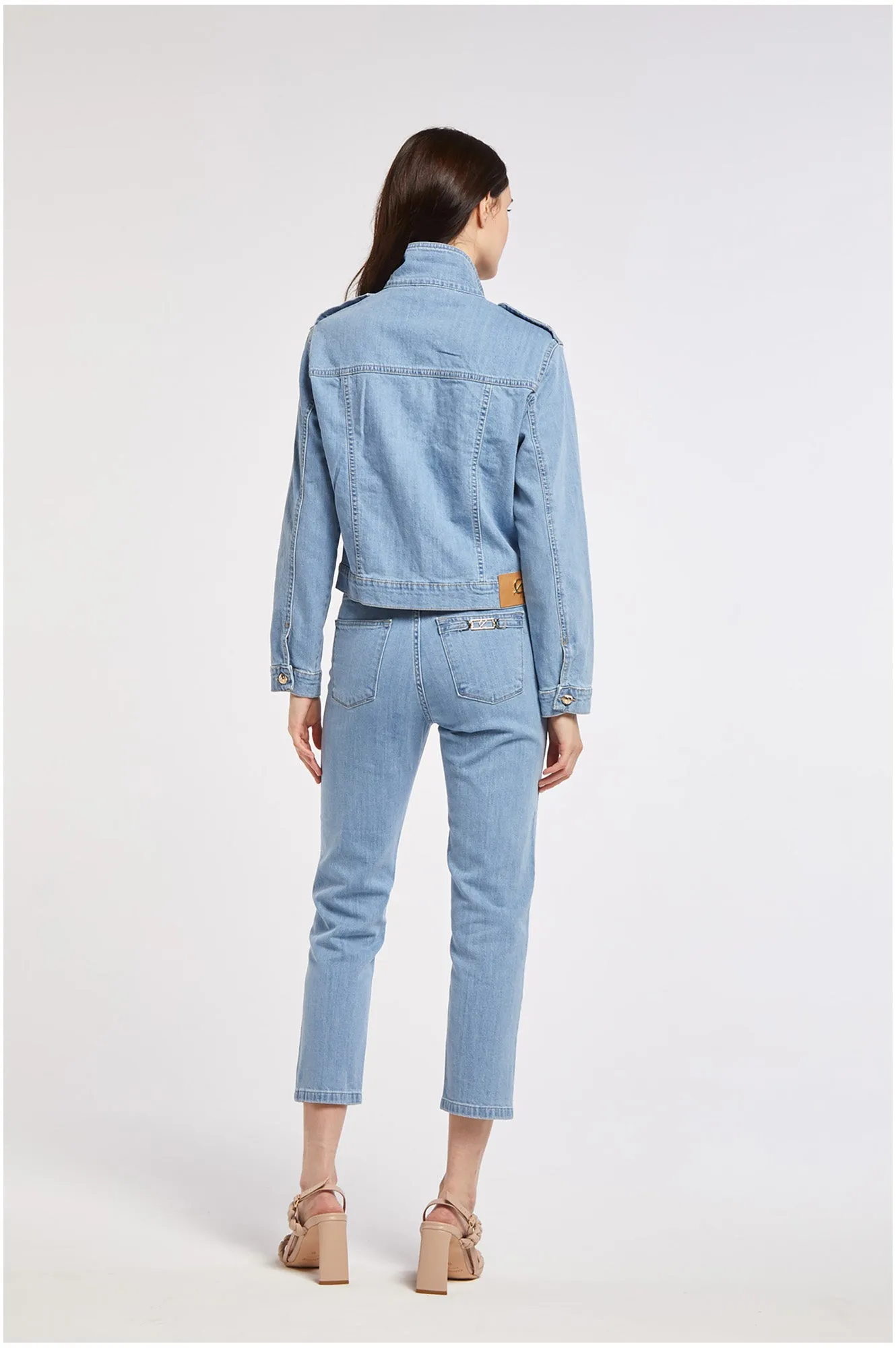 CafèNoir women's denim jacket with plates C7JJ0108 B049 sky