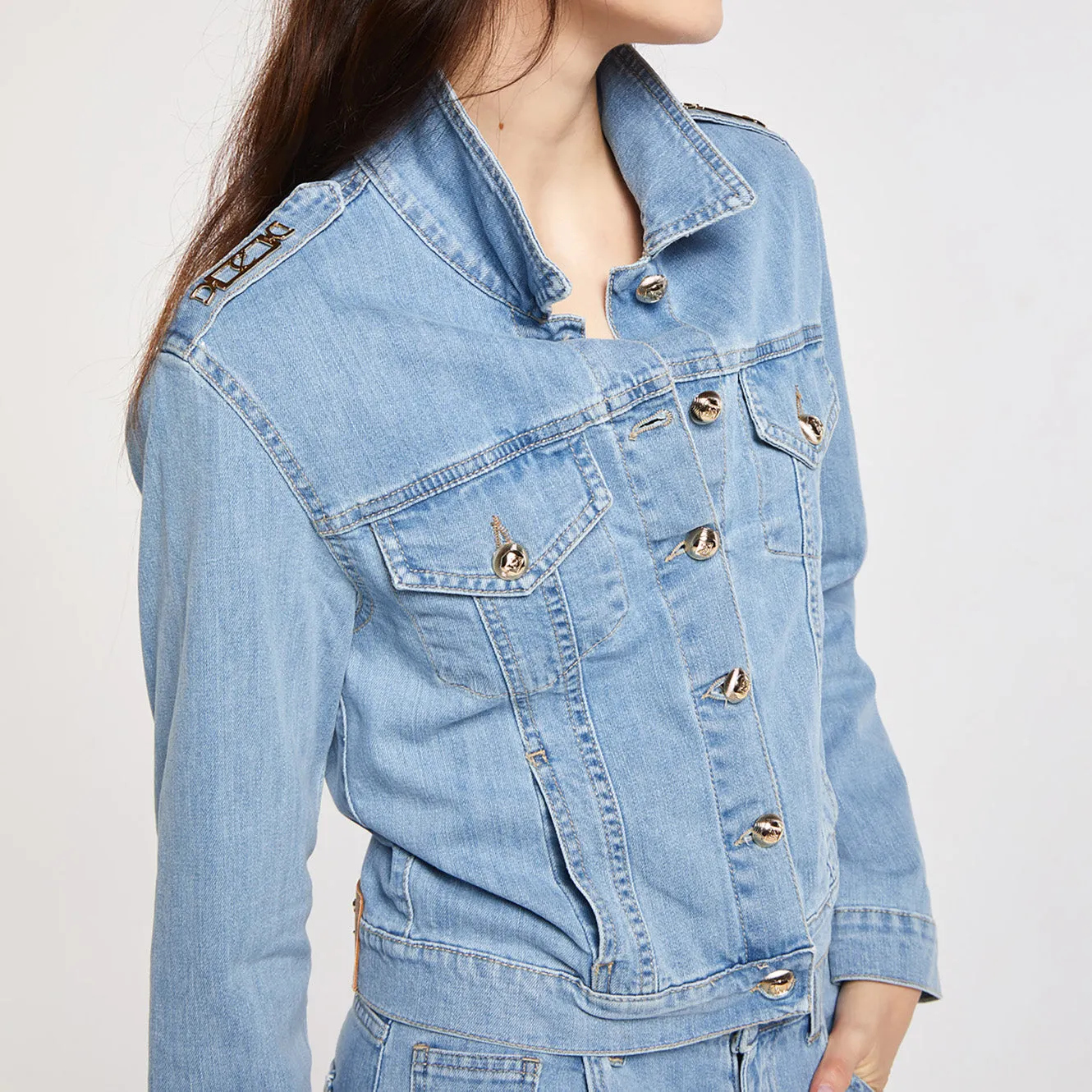 CafèNoir women's denim jacket with plates C7JJ0108 B049 sky