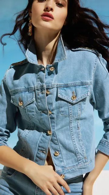 CafèNoir women's denim jacket with plates C7JJ0108 B049 sky