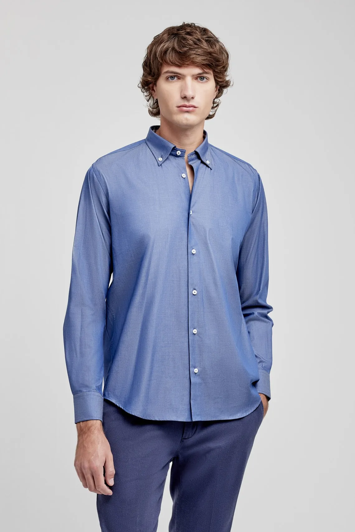CAMICIA  COLLO BUTTON DOWN CONTRASTI BLUETTE