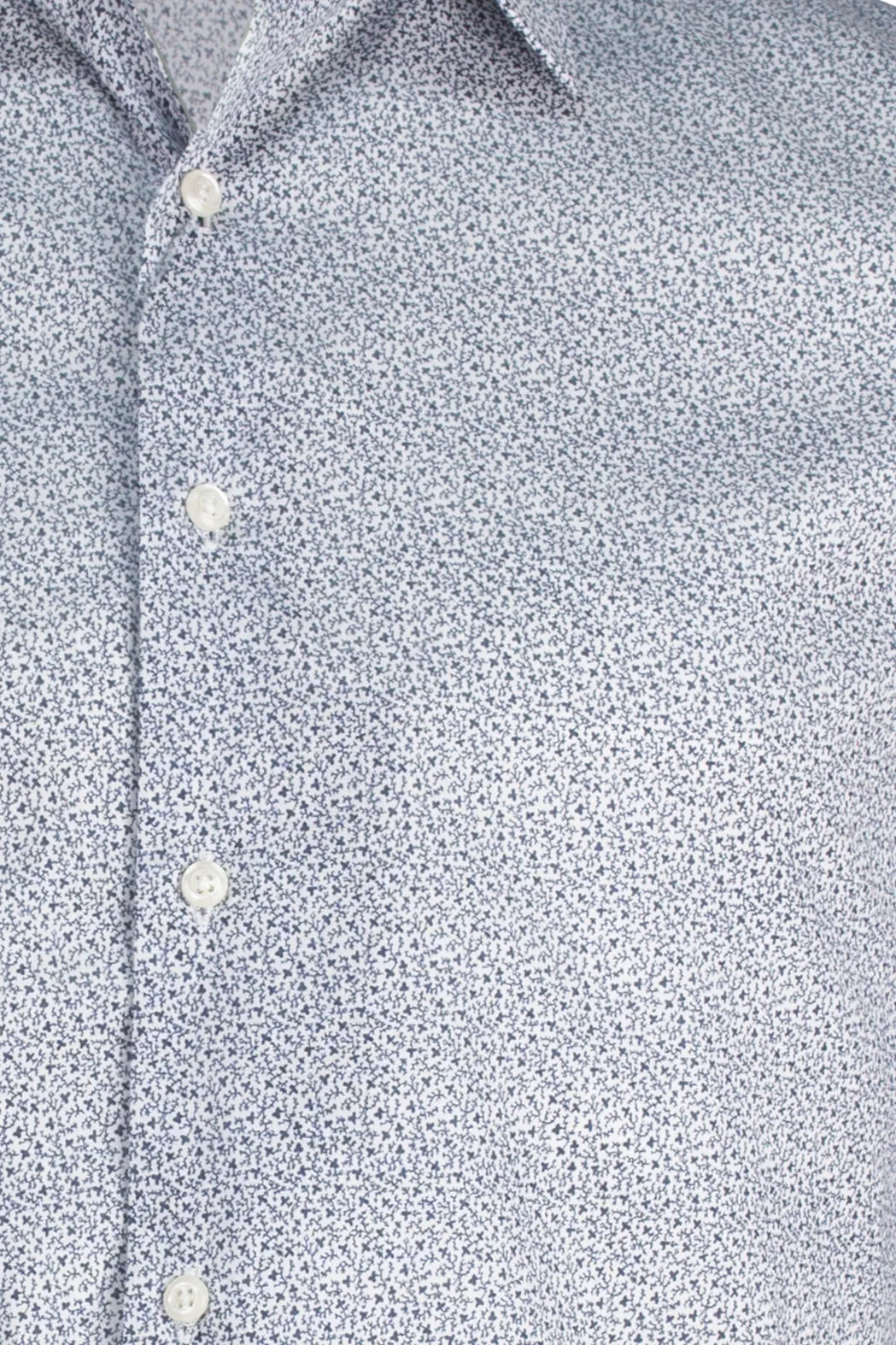 Camicia collo classico in cotone microfantasia