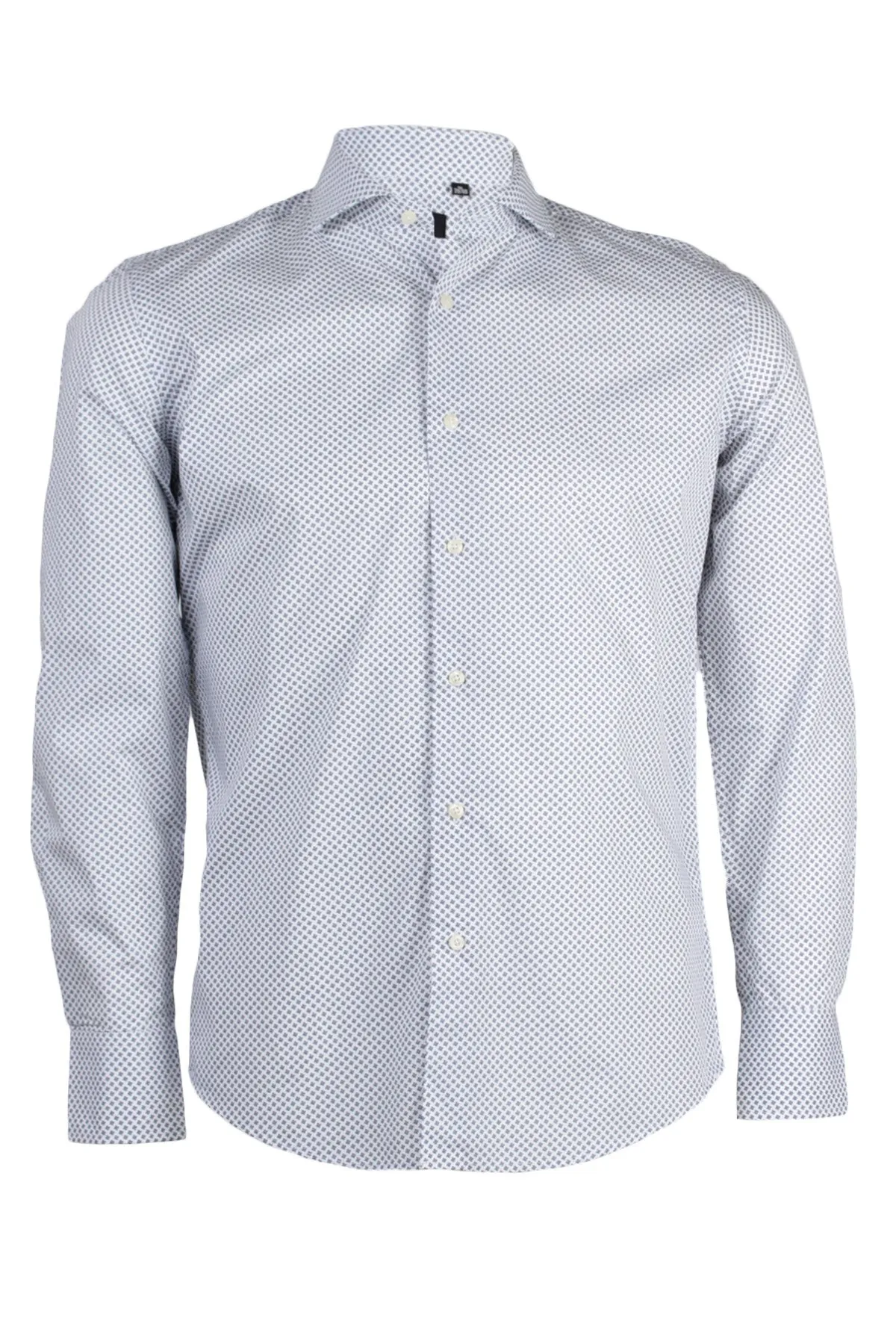 Camicia collo classico in cotone microfantasia