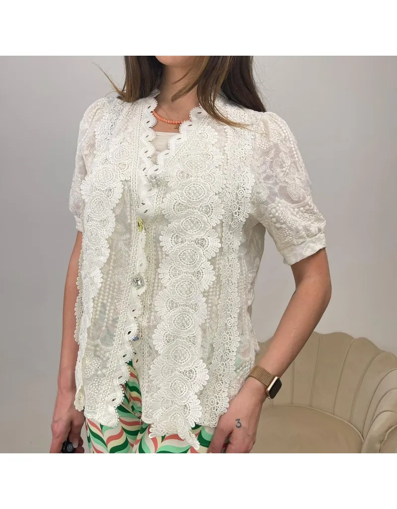CAMICIA CON MERLETTO BEIGE