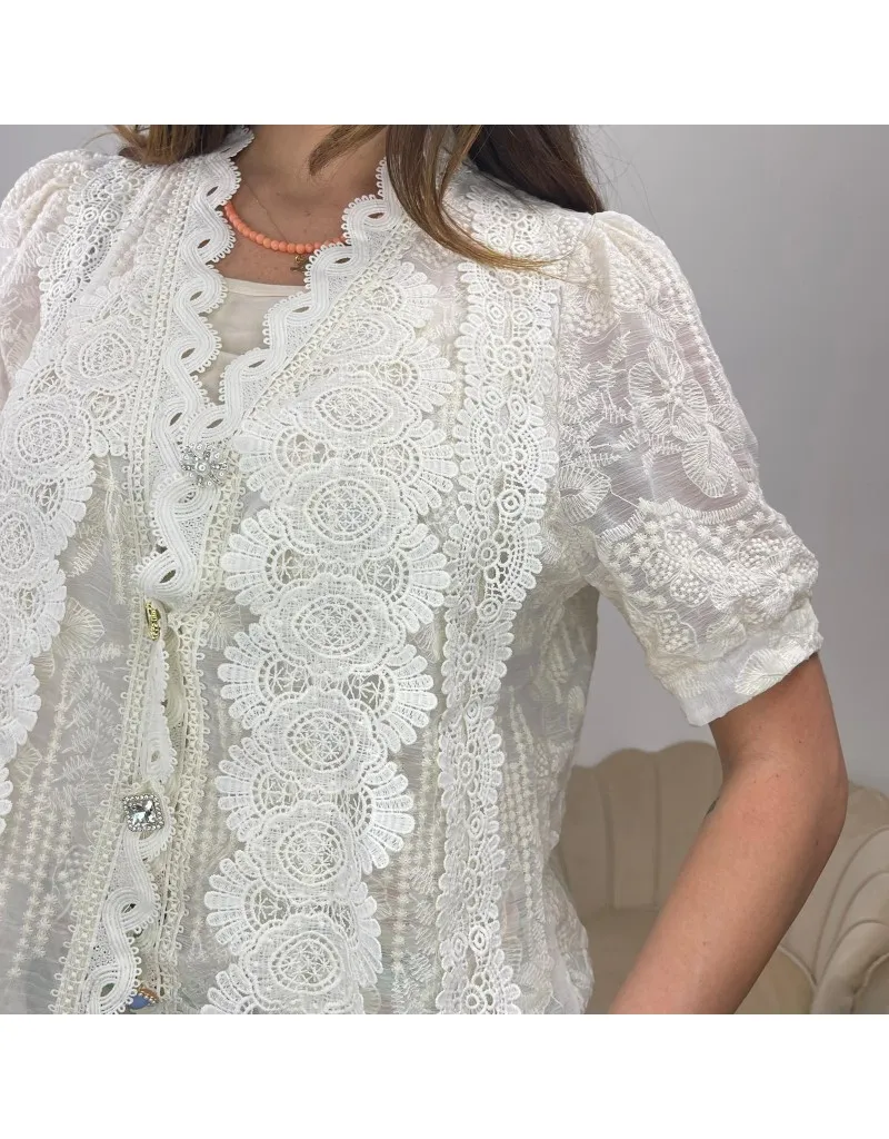 CAMICIA CON MERLETTO BEIGE