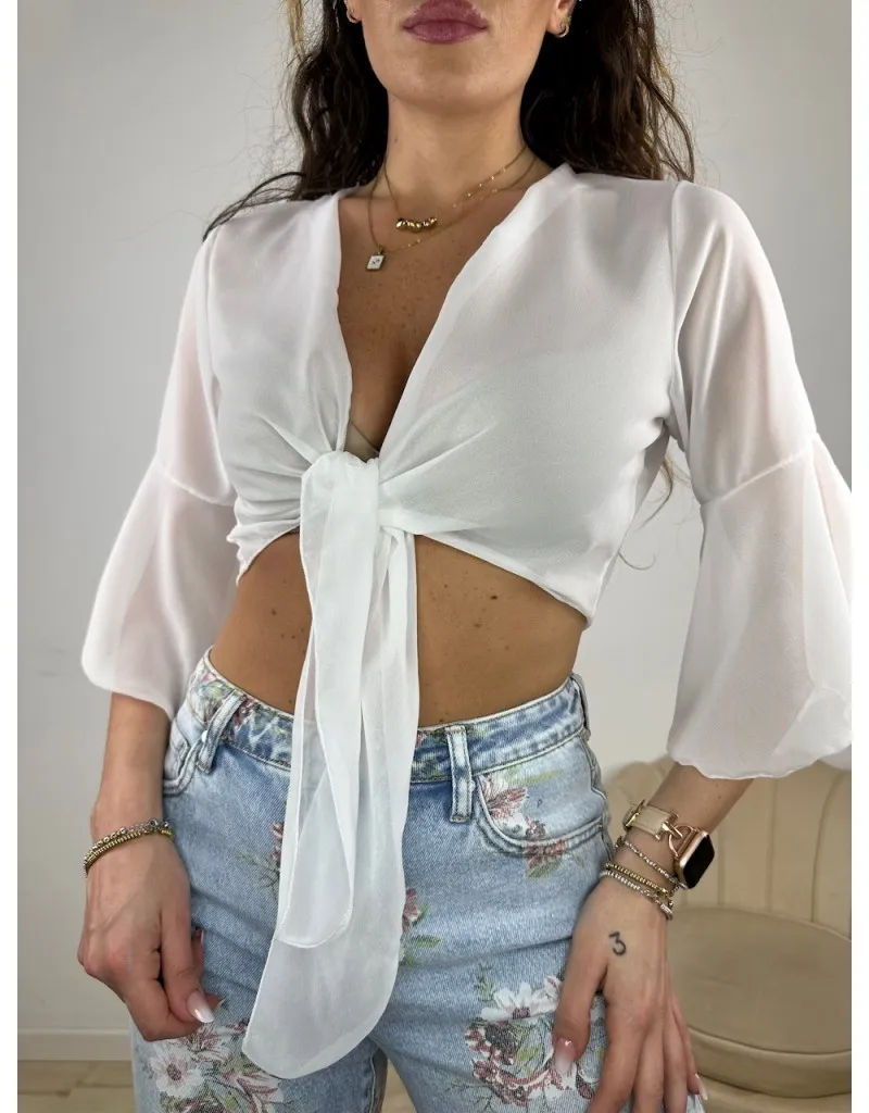 CAMICIA CROP FLES BIANCO