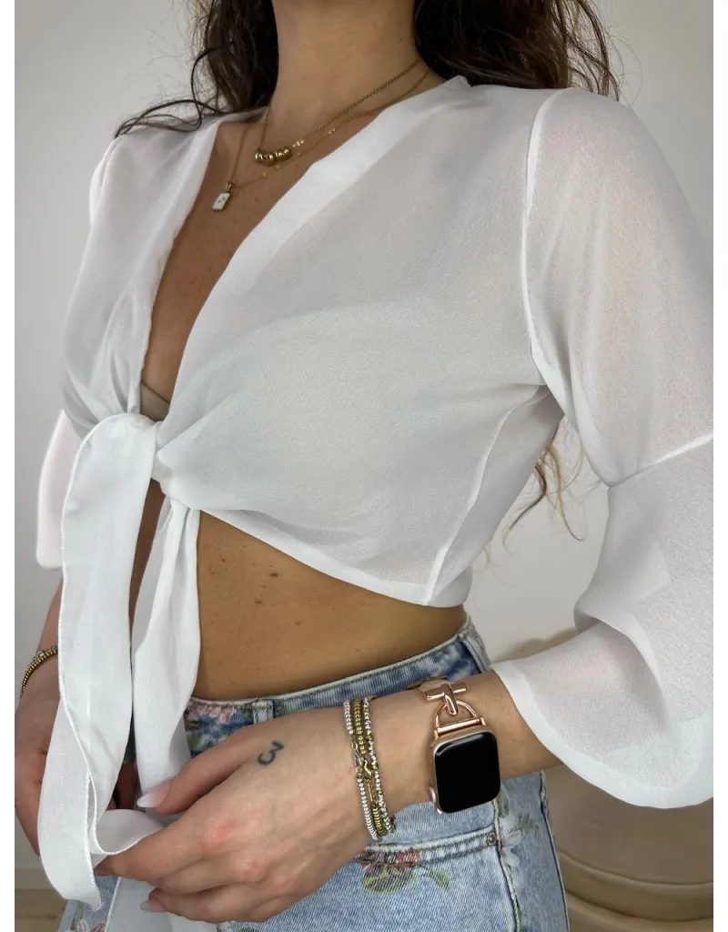 CAMICIA CROP FLES BIANCO