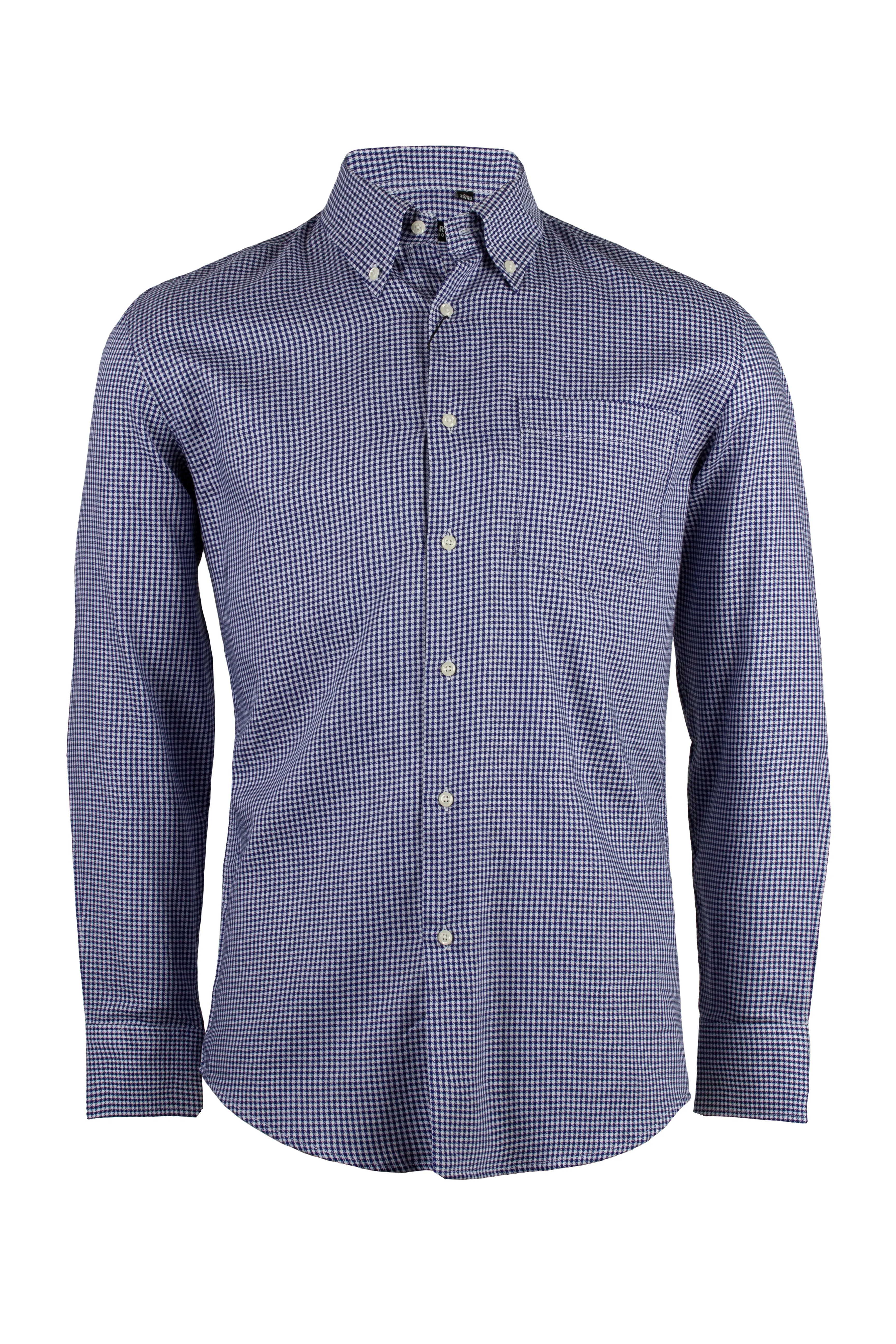 Camicia pied de poule da uomo in cotone operato