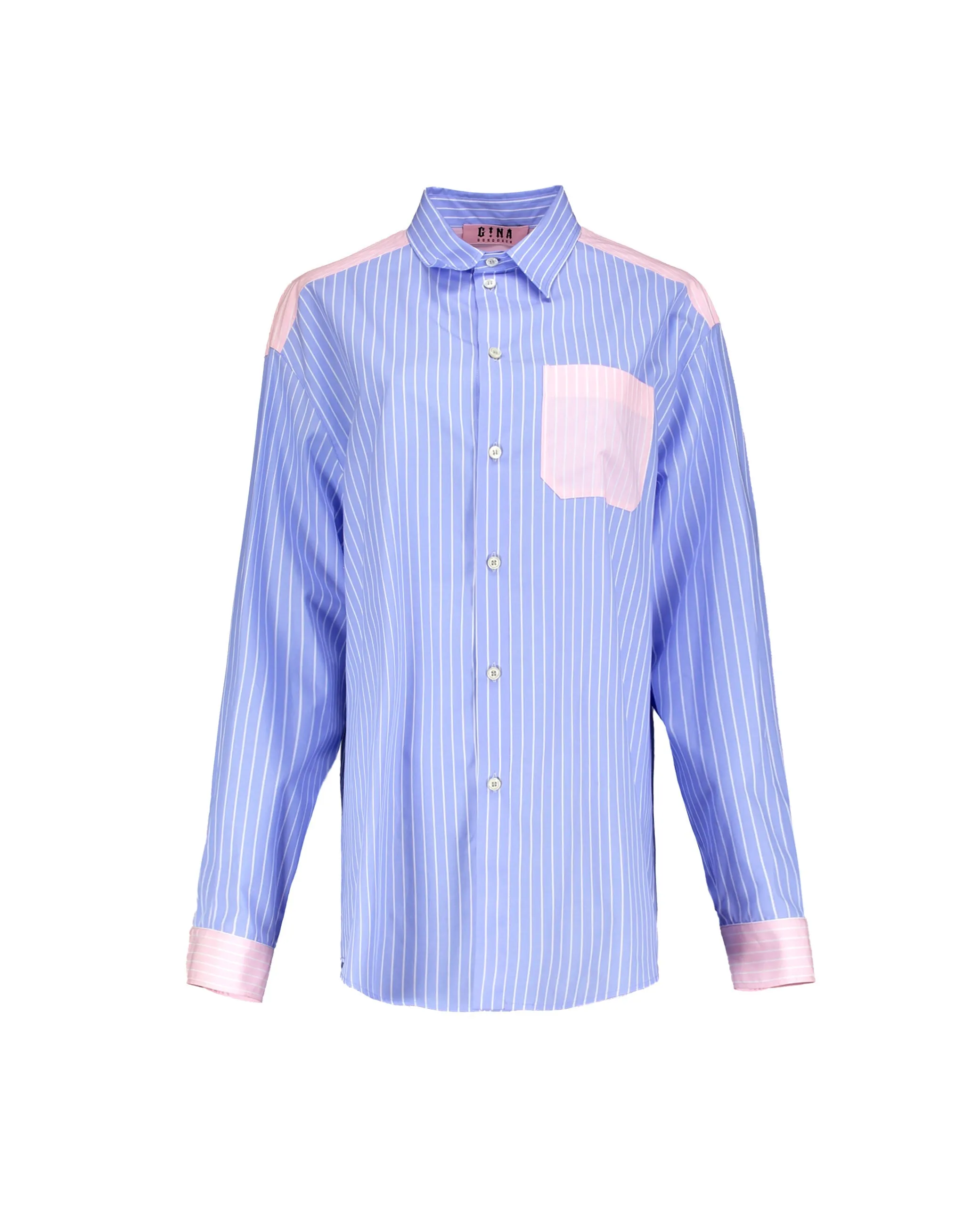 Camicia Twin Color righe celeste rosa