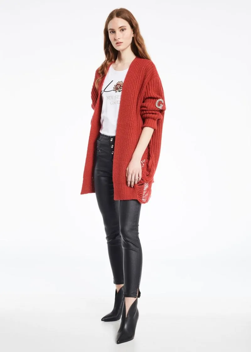 Cardigan con ricamo