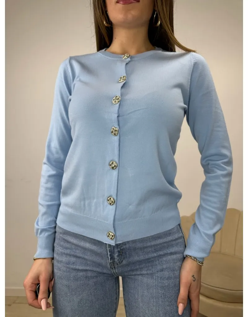 CARDIGAN GRESY AZZURRO