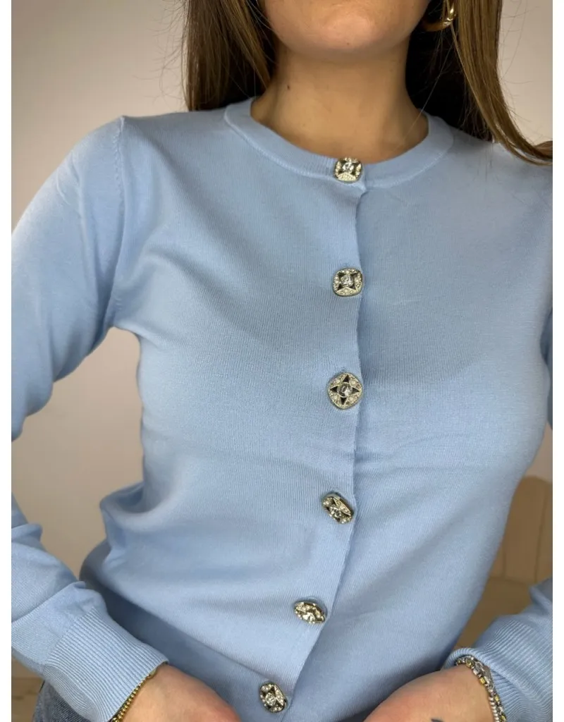 CARDIGAN GRESY AZZURRO