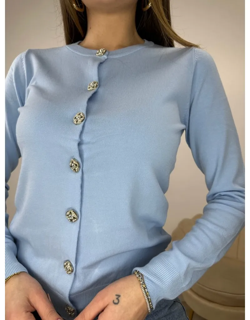 CARDIGAN GRESY AZZURRO
