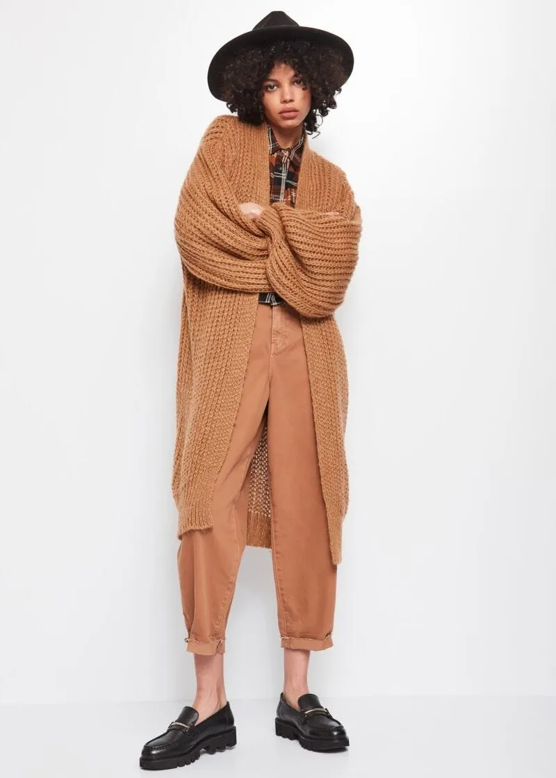 Cardigan lungo in misto lana e mohair