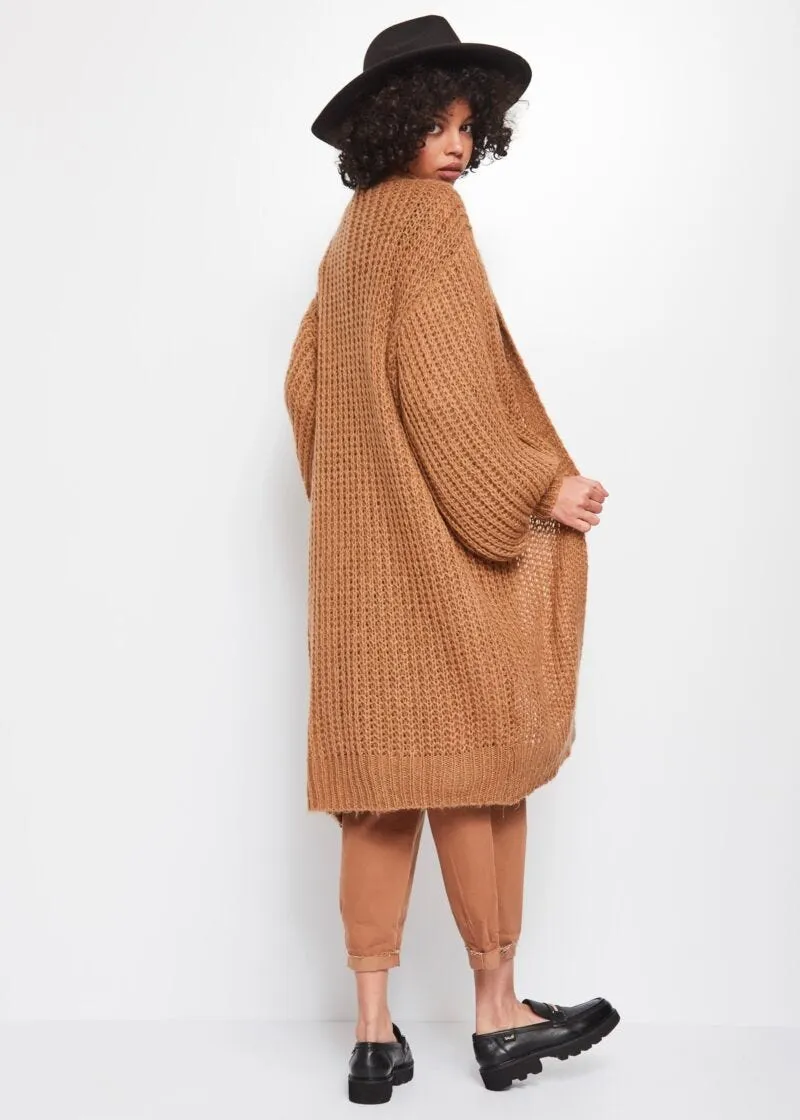 Cardigan lungo in misto lana e mohair
