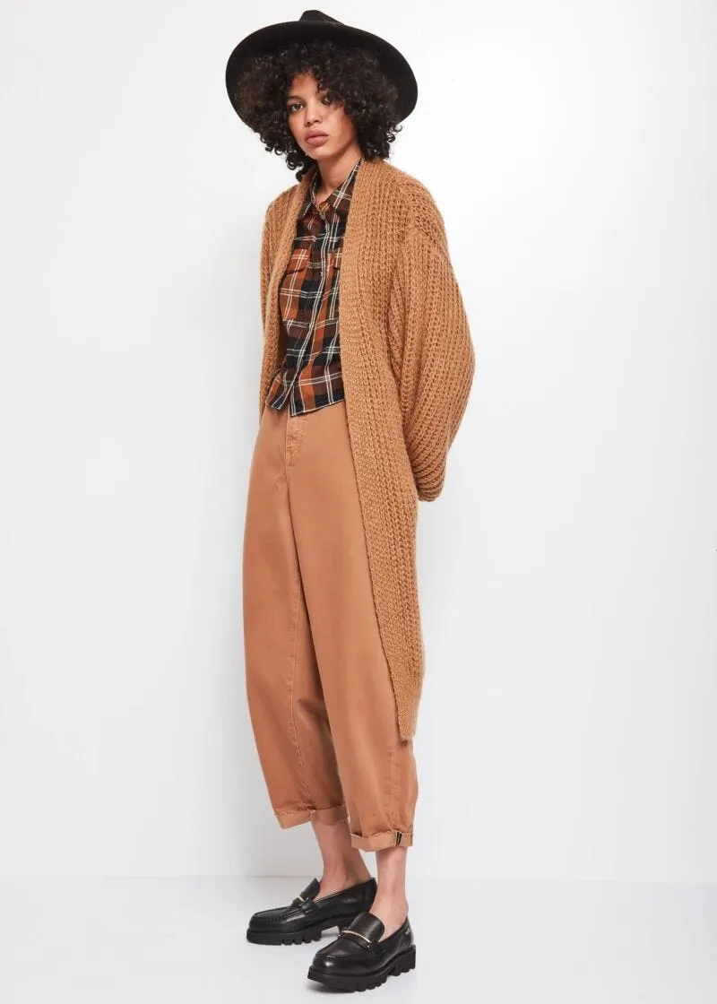 Cardigan lungo in misto lana e mohair