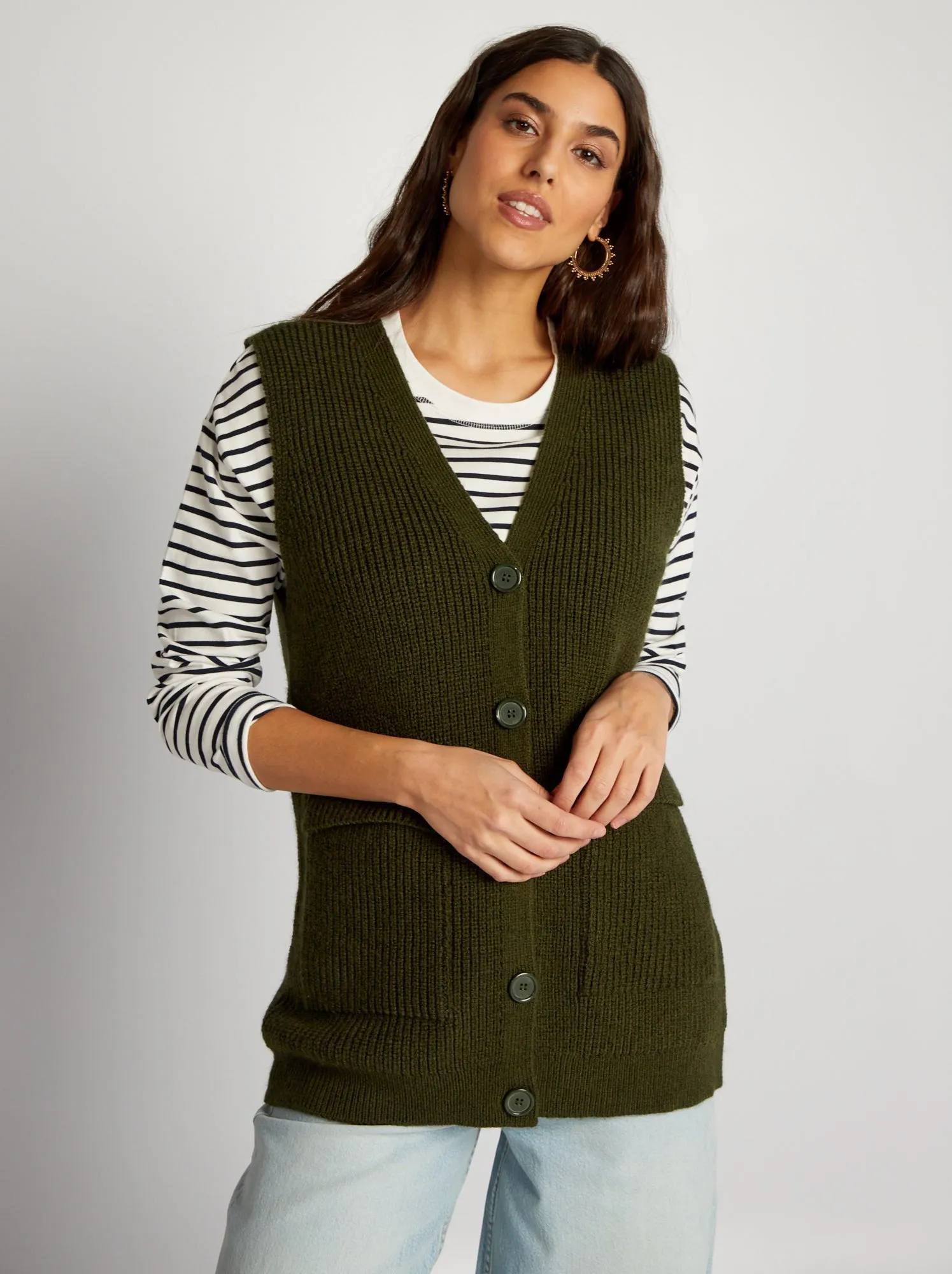 Cardigan senza maniche - VERDE