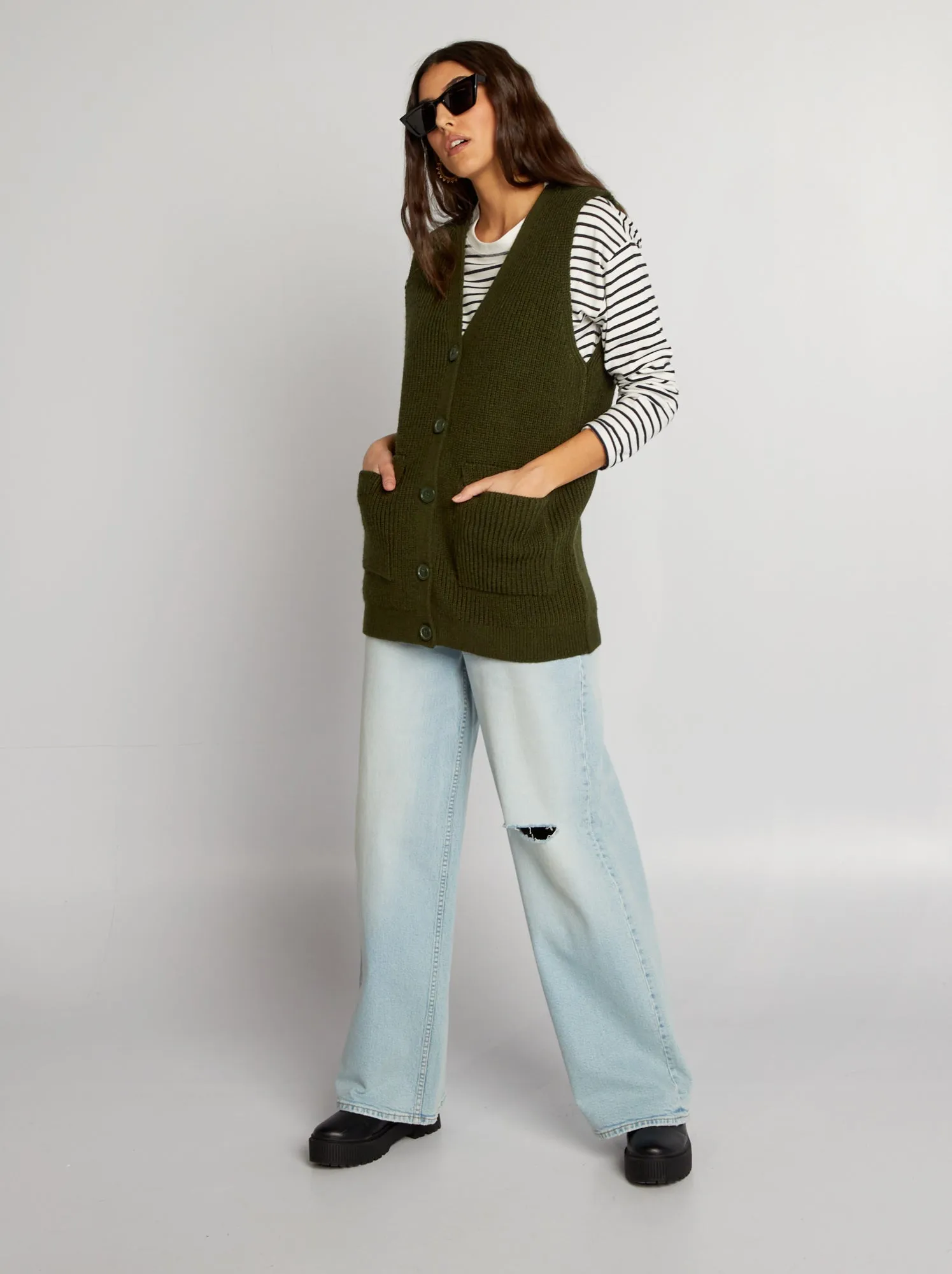 Cardigan senza maniche - VERDE