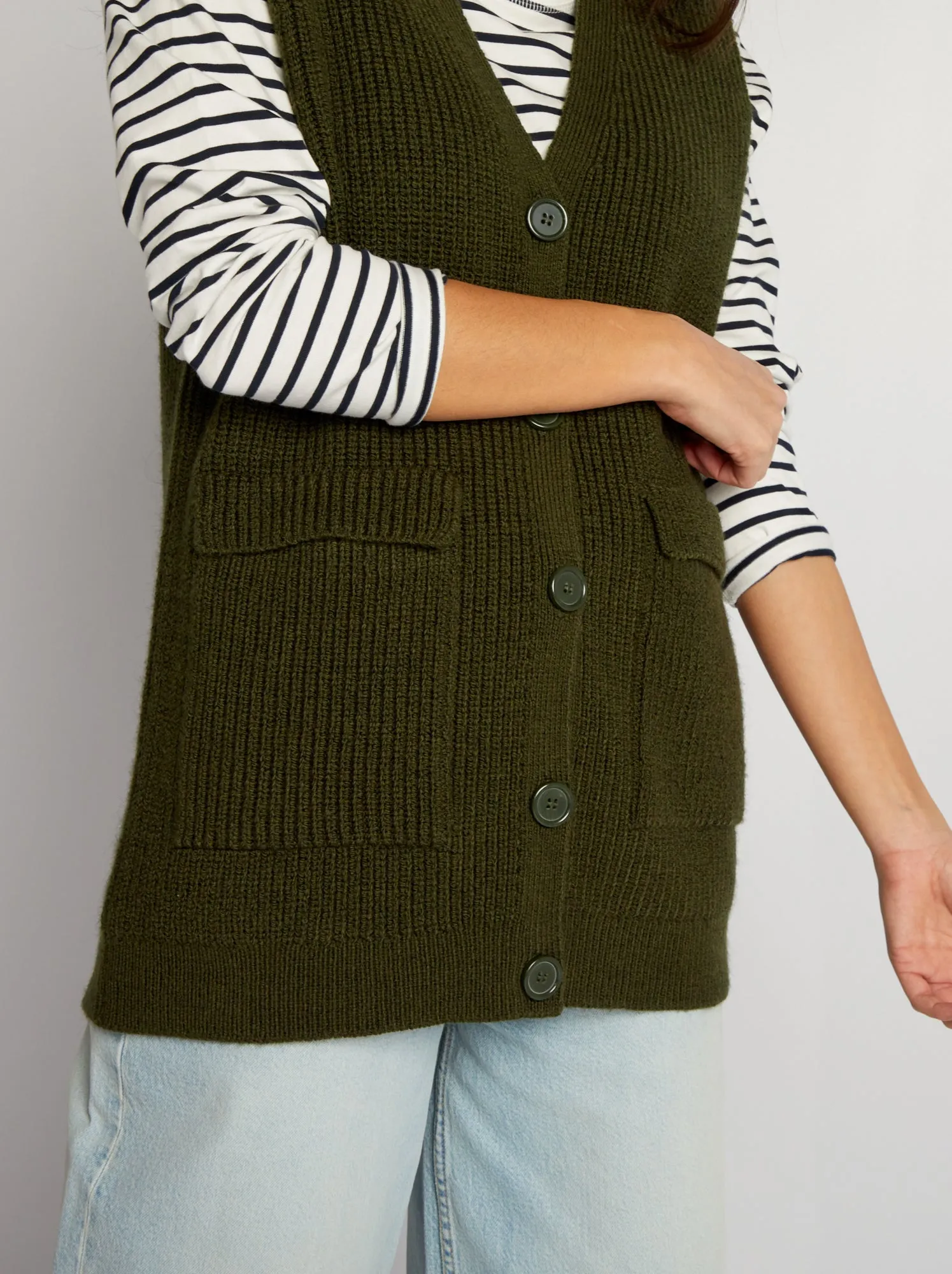 Cardigan senza maniche - VERDE