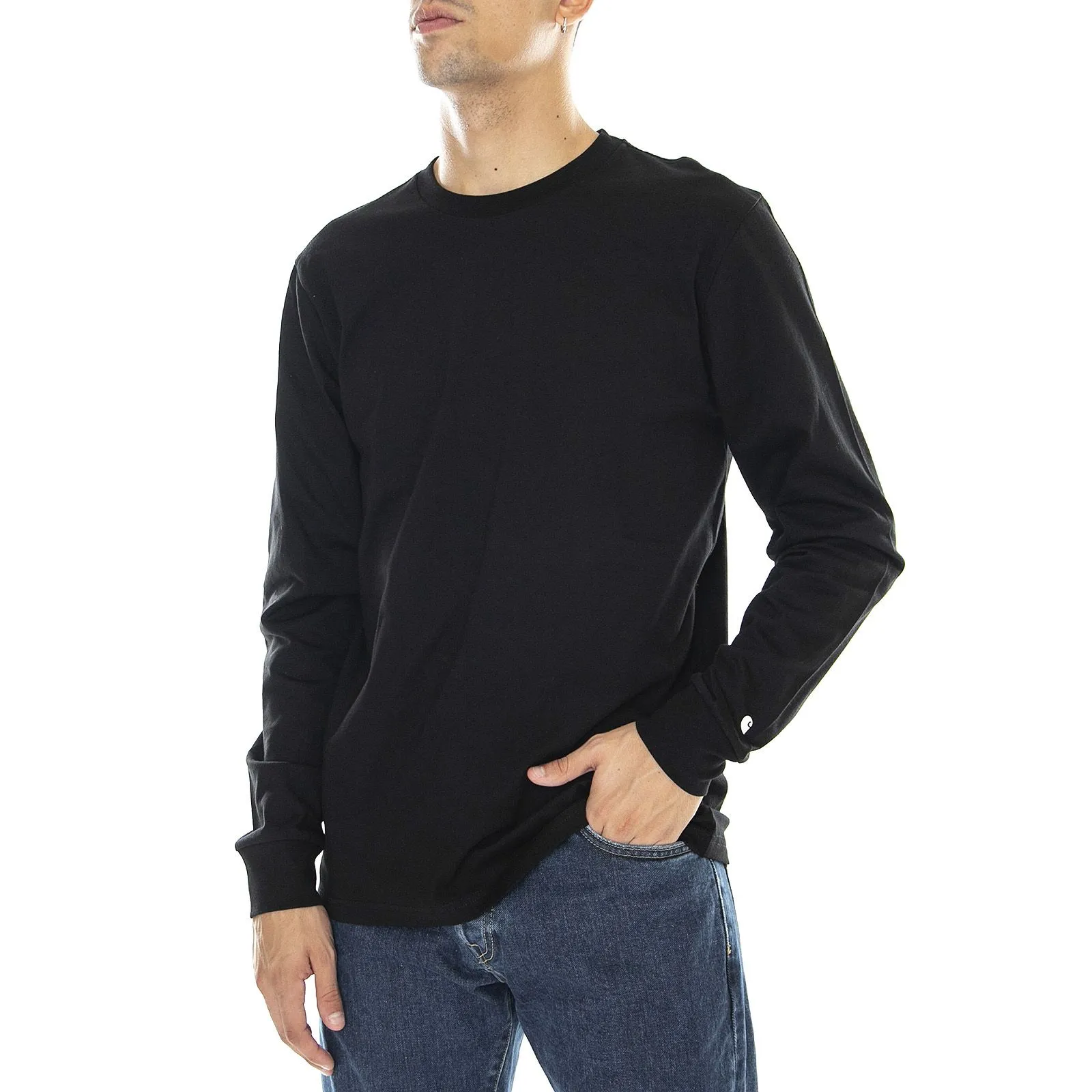 CARHARTT WIP Base - Maglietta Girocollo Maniche Lunghe Uomo Nera    
